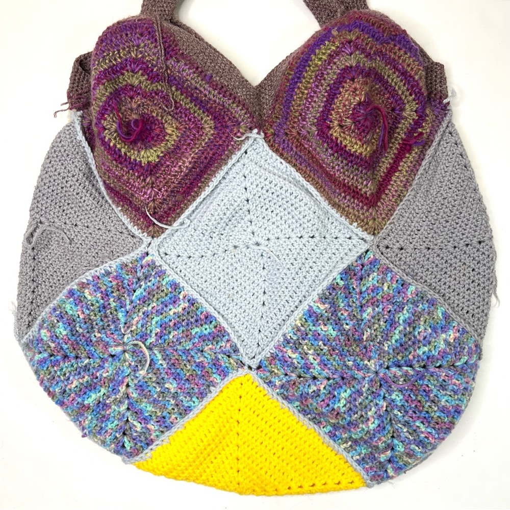 Unique Handmade Crochet Granny Square Large Tote Bag - Picture 11 of 13